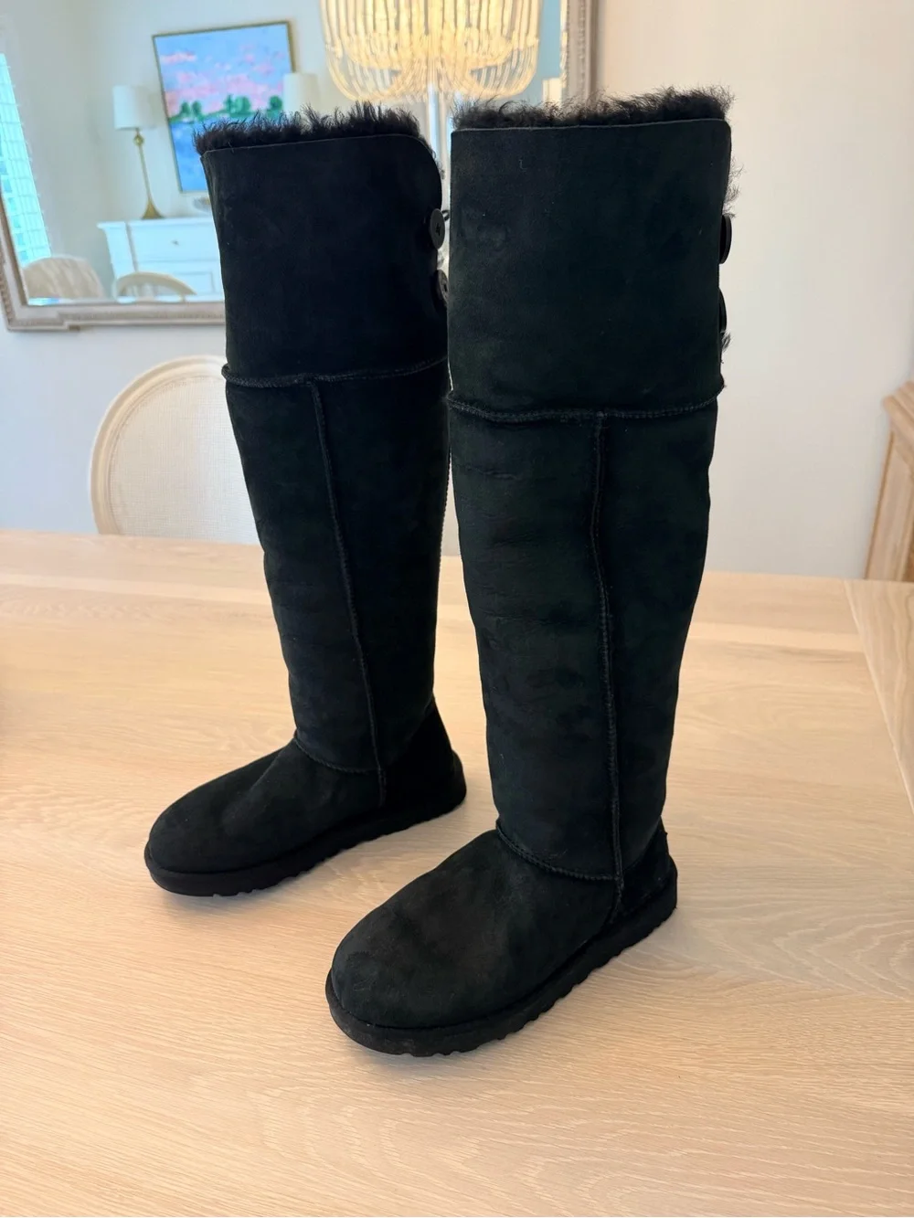 UGG Bailey Over The Knee Black Suede Boots Size 9